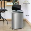Garbage Can 13 Gallon 50 Liter Kitchen Trash Can for Bathroom Bedroom Home Office Automatic Touch Free Stainless Steel Waste Bin