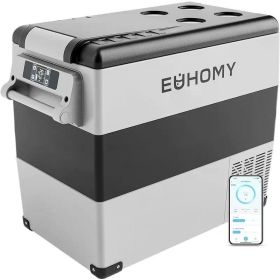 EUHOMY Car Refrigerator, 55Liter(59qt) RV Refrigerator with 12/24V DC & 110-240V AC, Portable freezer fridge cooler (Gray) (Color: 59 QT   Refrigerator)